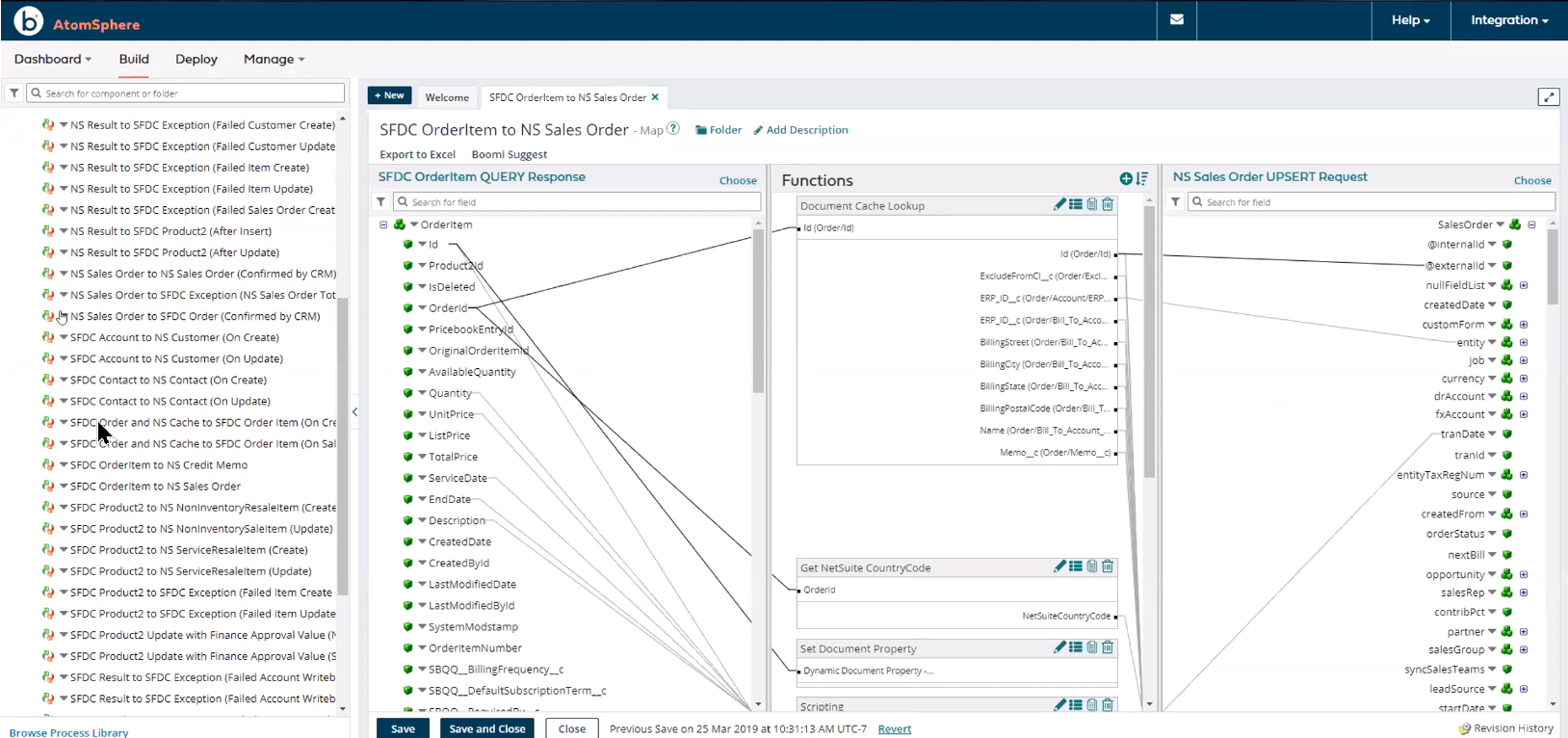 Screenshot of Dell Boomi connecting Salesforce to NetSuite